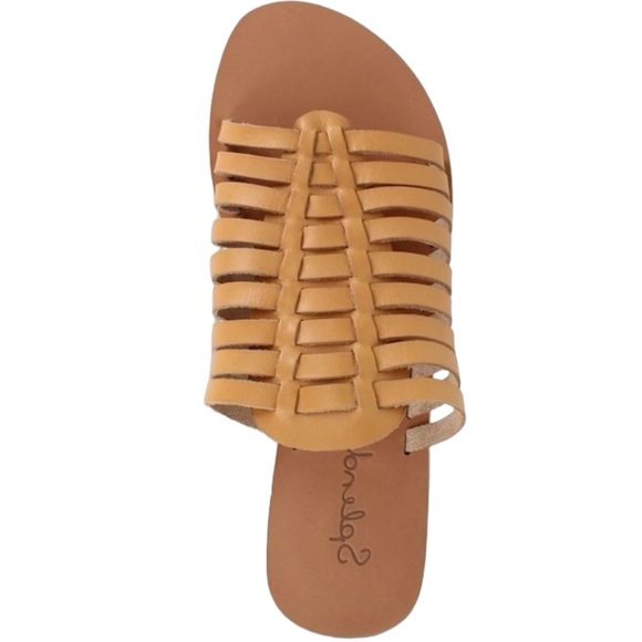 NIB Splendid TALULA LEATHER STRAPPY SANDALS Tan Slides Sz 9 NEW IN BOX - Picture 2 of 5